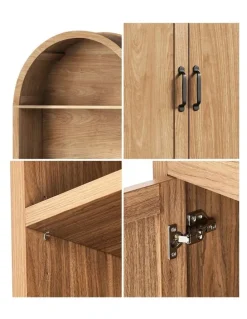 Oikiture Oikiture Arched Bookshelf Display Shelf Bookcase Bookshelves Storage Cabinet