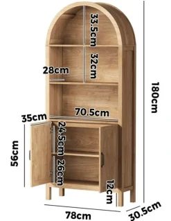 Oikiture Oikiture Arched Bookshelf Display Shelf Bookcase Bookshelves Storage Cabinet