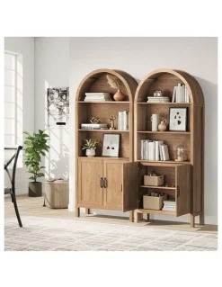 Oikiture Oikiture Arched Bookshelf Display Shelf Bookcase Bookshelves Storage Cabinet