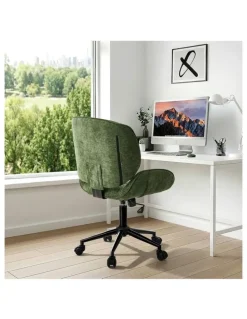 Oikiture Oikiture Armless Office Chair Mid Back Swivel Gaming Desk Chair with Wheels Green