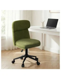 Oikiture Oikiture Armless Office Chair Mid Back Computer Desk Chair Wheels Fabric Green