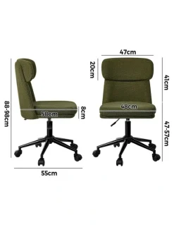 Oikiture Oikiture Armless Office Chair Mid Back Computer Desk Chair Wheels Fabric Green