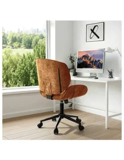 Oikiture Oikiture Armless Office Chair Mid Back Swivel Gaming Desk Chair with Wheels Orange