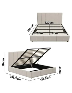 Oikiture Oikiture Bed Frame Double Size Beds Platform Gas Lift Storage Base VISH