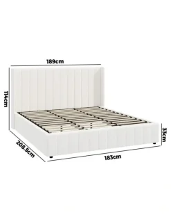 Oikiture Oikiture Bed Frame Gas Lift Base King Size Boucle Fabric