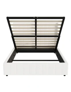 Oikiture Oikiture Bed Frame Gas Lift Base Queen Size Boucle Fabric