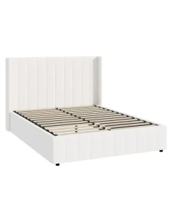 Oikiture Oikiture Bed Frame Gas Lift Base Queen Size Boucle Fabric