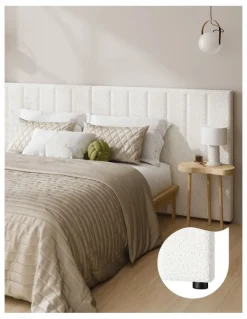 Oikiture Oikiture Bed Frame Headboard Double Queen King Size Head Bedhead White Boucle