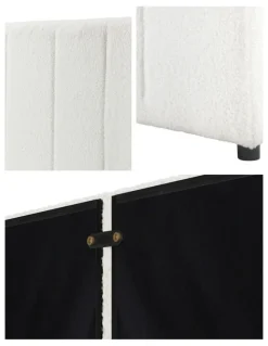 Oikiture Oikiture Bed Frame Headboard Double Queen King Size Head Bedhead White Boucle