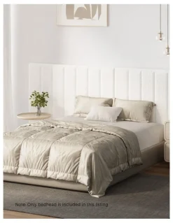 Oikiture Oikiture Bed Frame Headboard Double Queen King Size Head Bedhead White Boucle