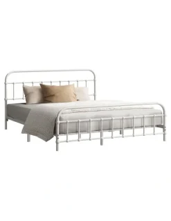 Oikiture Oikiture Bed Frame Metal Bed Base Queen Size Bed Platform White