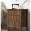 Oikiture Oikiture Bedside Table 3 Drawers Side End Storage Furniture Nightstand Walnut