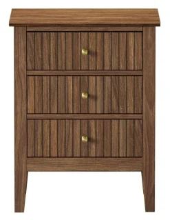 Oikiture Oikiture Bedside Table 3 Drawers Side End Storage Furniture Nightstand Walnut
