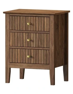 Oikiture Oikiture Bedside Table 3 Drawers Side End Storage Furniture Nightstand Walnut