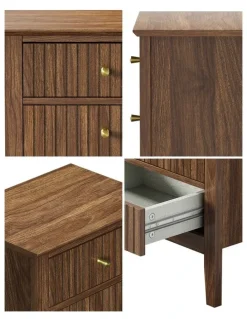 Oikiture Oikiture Bedside Table 3 Drawers Side End Storage Furniture Nightstand Walnut