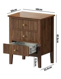 Oikiture Oikiture Bedside Table 3 Drawers Side End Storage Furniture Nightstand Walnut