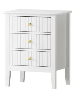 Oikiture Oikiture Bedside Table 3 Drawers Nightstand White
