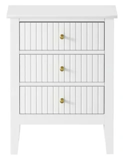 Oikiture Oikiture Bedside Table 3 Drawers Nightstand White