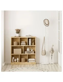 Oikiture Oikiture Bookshelf Bookcase Display Shelves Unit Storage Organizer Stand Natural