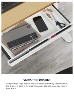 Oikiture Oikiture 120CM Electric Standing Desk with Drawer Height Adjustable White & Oak