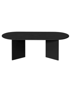 Oikiture Oikiture Coffee Table Sofa End Table Oval Side Cafe Desk Timber Black