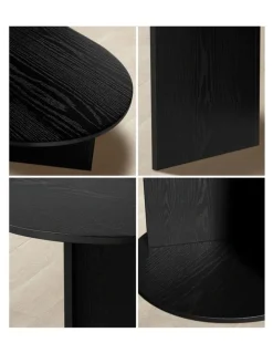 Oikiture Oikiture Coffee Table Sofa End Table Oval Side Cafe Desk Timber Black