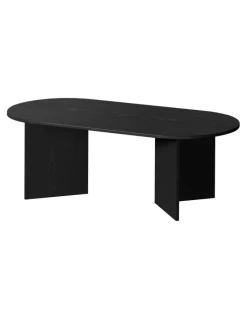 Oikiture Oikiture Coffee Table Sofa End Table Oval Side Cafe Desk Timber Black