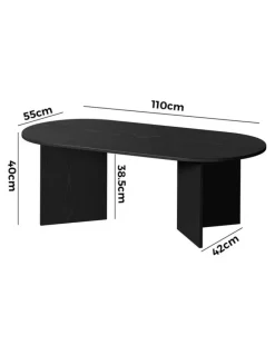 Oikiture Oikiture Coffee Table Sofa End Table Oval Side Cafe Desk Timber Black