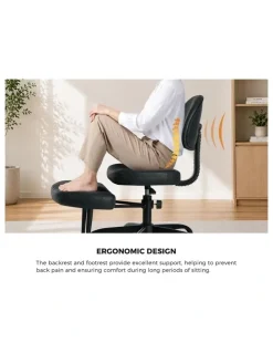 Oikiture Oikiture Cross Legged Office Chair with Wheels Swivel Adjustable Height Black