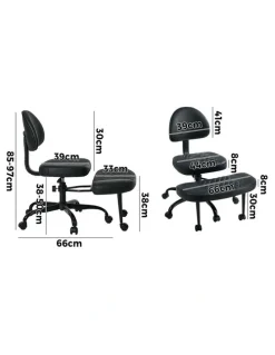 Oikiture Oikiture Cross Legged Office Chair with Wheels Swivel Adjustable Height Black