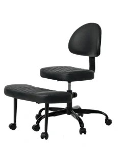Oikiture Oikiture Cross Legged Office Chair with Wheels Swivel Adjustable Height Black