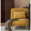 Oikiture Oikiture Folding Sofa Bed Lounge Chair Chenille Recliner Single Seat Yellow