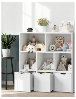 Oikiture Oikiture Kids Bookcase Toy Organiser Cabinet With Removable Box Storage White