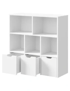 Oikiture Oikiture Kids Bookcase Toy Organiser Cabinet With Removable Box Storage White