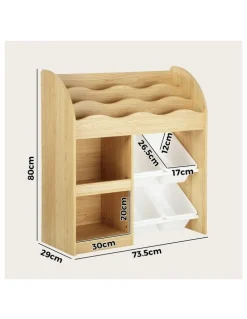 Oikiture Oikiture Kids Bookshelf 4 Bins Toy Box Storage Organiser Display Shelf