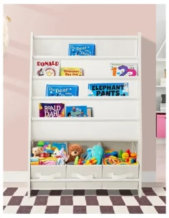 Oikiture Oikiture Kids Bookshelf Toy Storage Box Organiser Display Shelf DIY Storage Rack