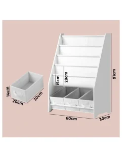 Oikiture Oikiture Kids Bookshelf Toy Storage Box Organiser Display Shelf DIY Storage Rack