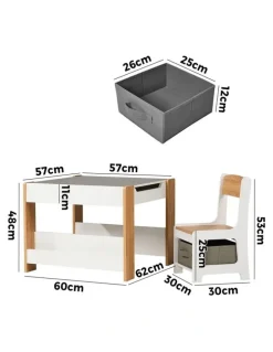 Oikiture Oikiture Kids Table and Chairs Set Chalkboard Drawing Toys Storage Bookshelf