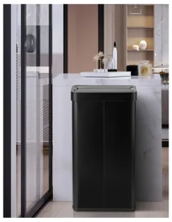 Oikiture Oikiture 75L Motion Sensor Bin Stainless Steel Automatic Rubbish Trash Can Black