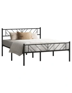 Oikiture Oikiture Metal Bed Frame Double Size Bed Base Platform Black