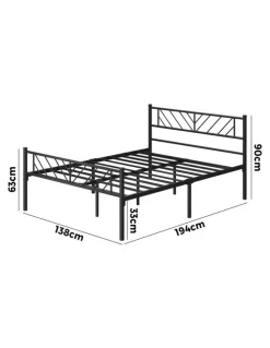 Oikiture Oikiture Metal Bed Frame Double Size Bed Base Platform Black