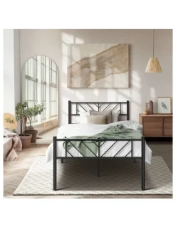 Oikiture Oikiture Metal Bed Frame King Single Bed Base Platform Black