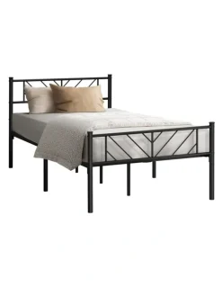 Oikiture Oikiture Metal Bed Frame King Single Bed Base Platform Black
