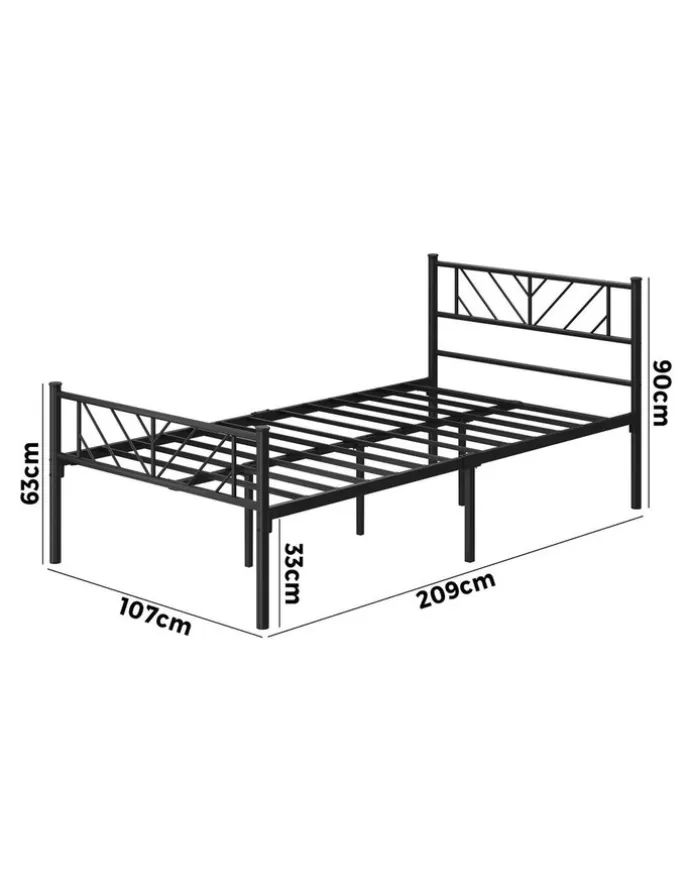 Oikiture Oikiture Metal Bed Frame King Single Bed Base Platform Black
