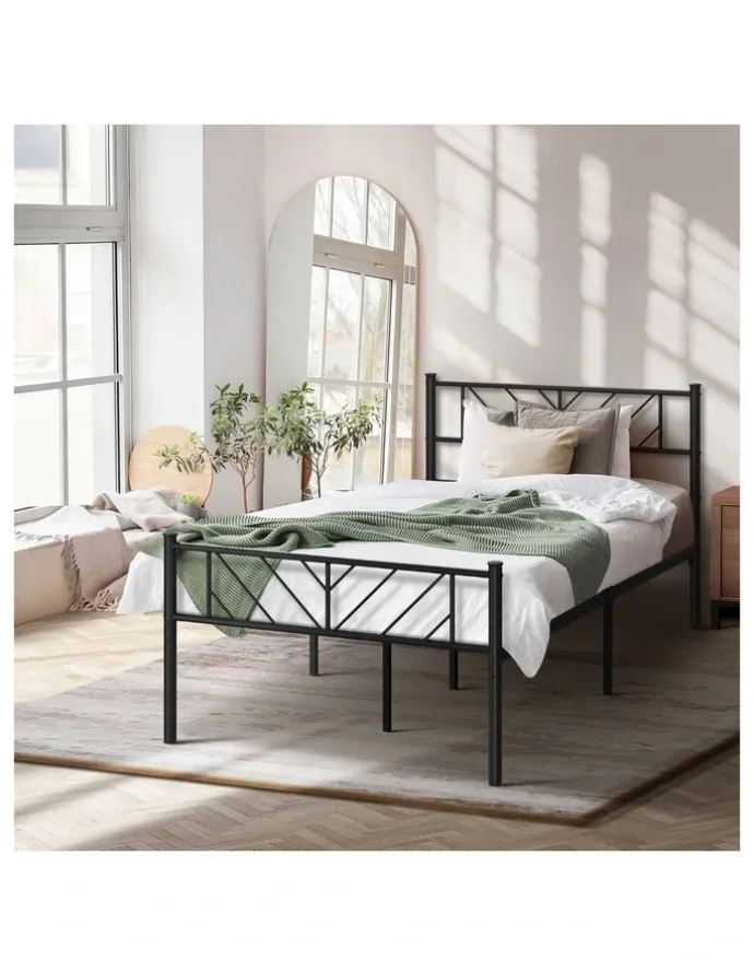 Oikiture Oikiture Metal Bed Frame King Single Bed Base Platform Black