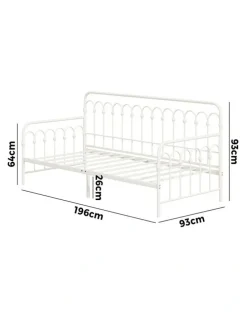 Oikiture Oikiture Metal Daybed Frame Single Size Sofa Bed Steel Slat Support Beige