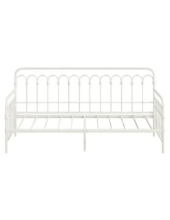 Oikiture Oikiture Metal Daybed Frame Single Size Sofa Bed Steel Slat Support Beige