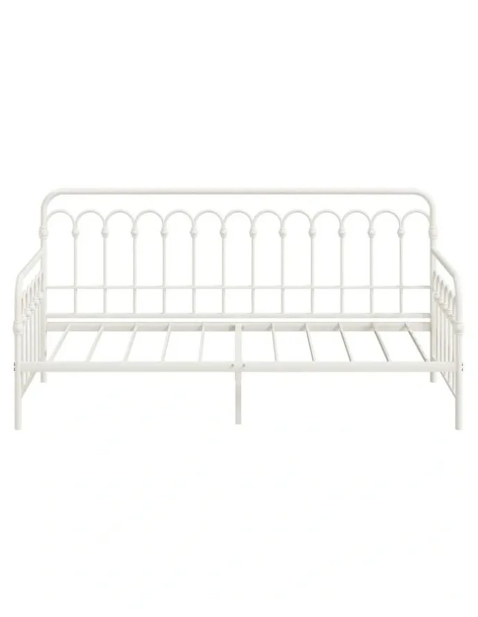 Oikiture Oikiture Metal Daybed Frame Single Size Sofa Bed Steel Slat Support Beige