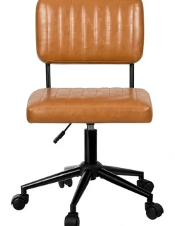 Oikiture Oikiture Mid Back Armless Office Chair Swivel Computer Gaming Seat Leather Brown