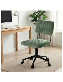 Oikiture Oikiture Mid Back Armless Office Chair Swivel Computer Seat Polyester Green